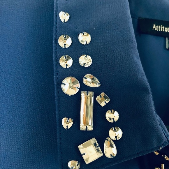 Embellished Navy Blue Button-Down - Picture 7 of 7